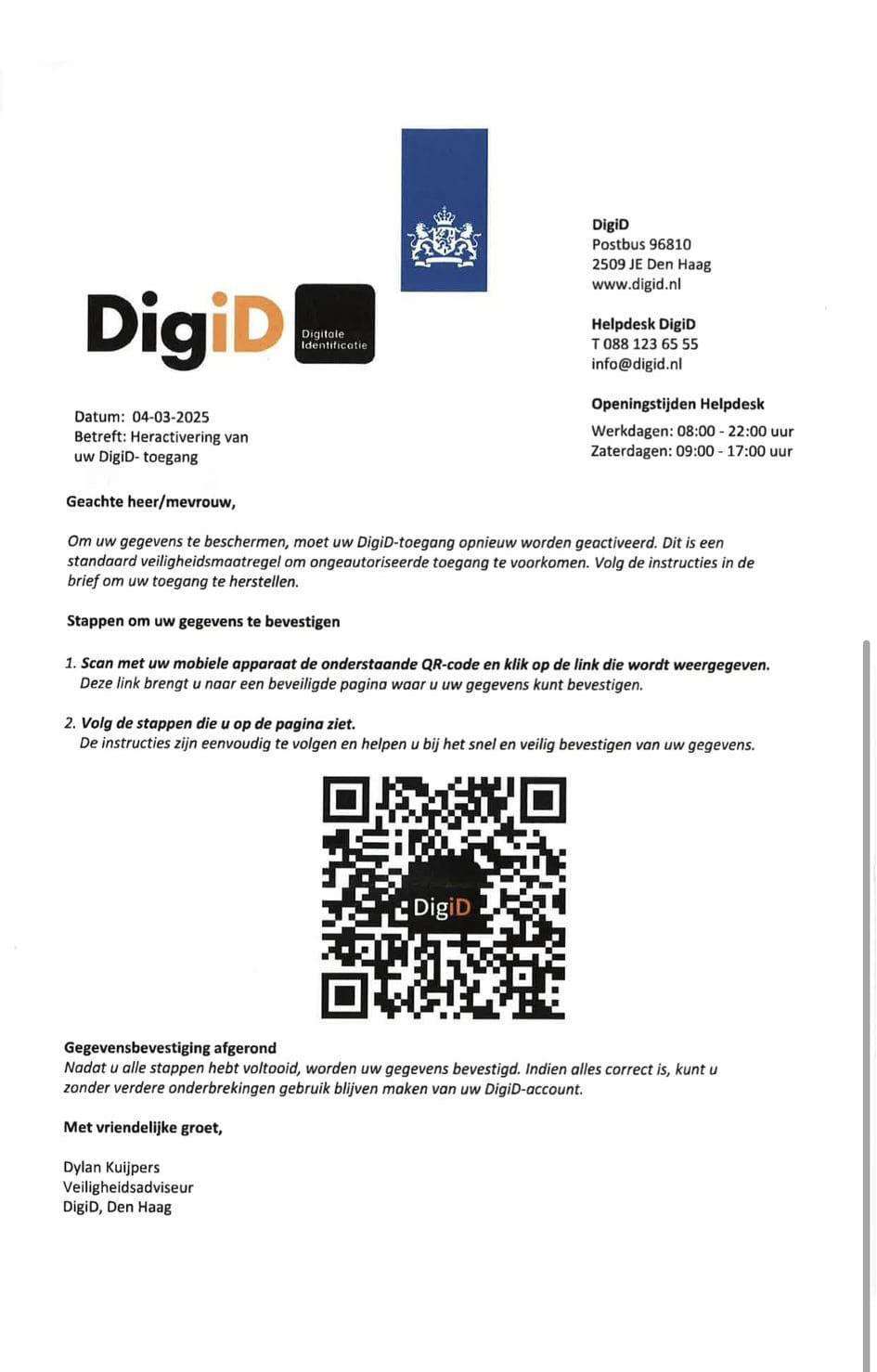 Brief van DigiD ontvangen? Pas op voor oplichting - MAX Meldpunt